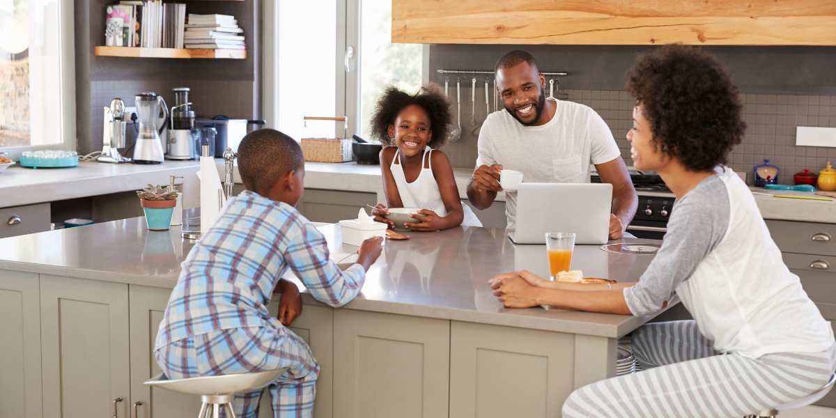 family breakfast in kitchen family breakfast in kitchen
