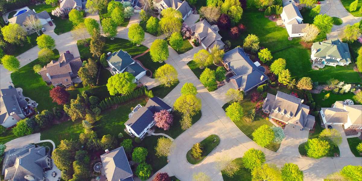 overhead view of neighborhood subservicing made simple, image shows a neighborhood